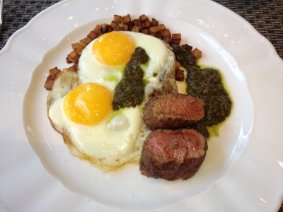 Colicchio and Sons - Roasted Beef Tenderloin and Eggs with Potato Hash & Chimichurri 