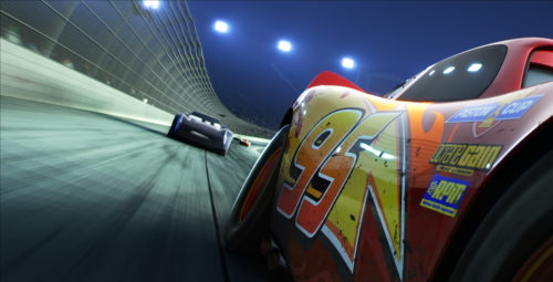 REAR VIEW — The legendary #95 may be leading the pack, but the high-tech Next Gen racers are closing in fast. Directed by Brian Fee and produced by Kevin Reher, “Cars 3” cruises into theaters on June 16, 2017. ©2016 Disney•Pixar. All Rights Reserved.