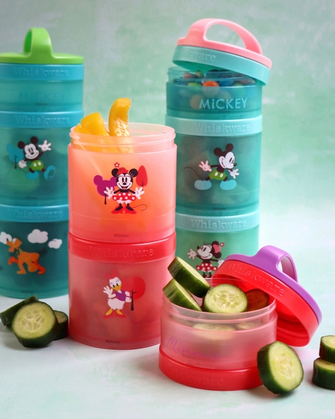 Whiskware Disney Stackable Snack Containers for Kids and Toddlers 3  Stackable Snack Cups for School and